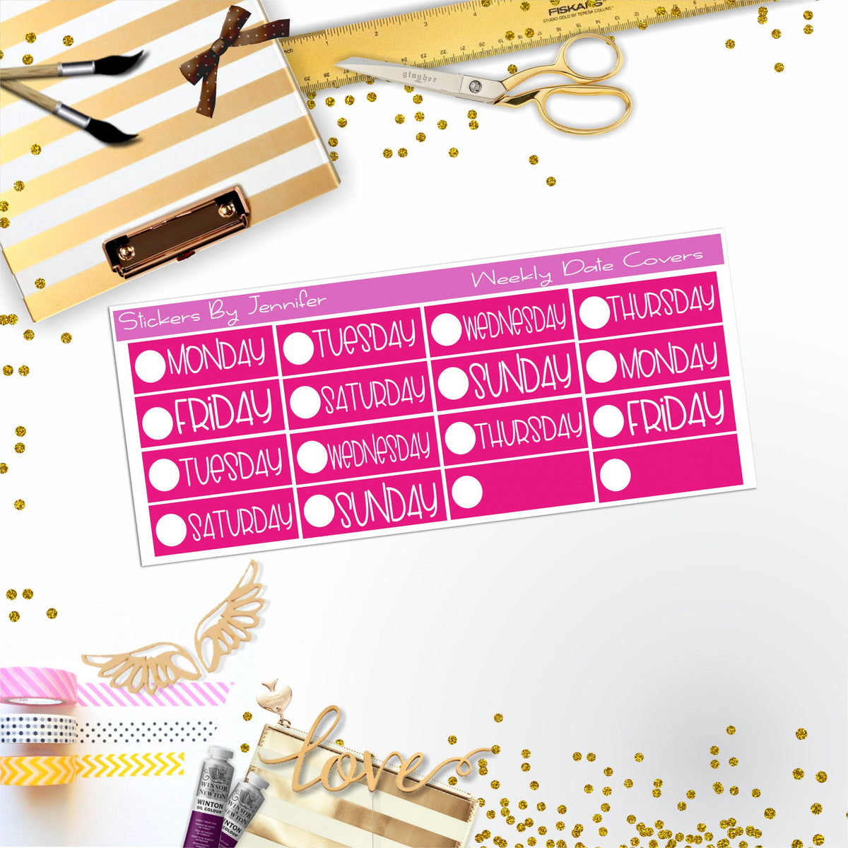 Weekly Date Covers P079 Planner Stickers, Journal Stickers, Functional Planner Stickers, Stationary Stickers