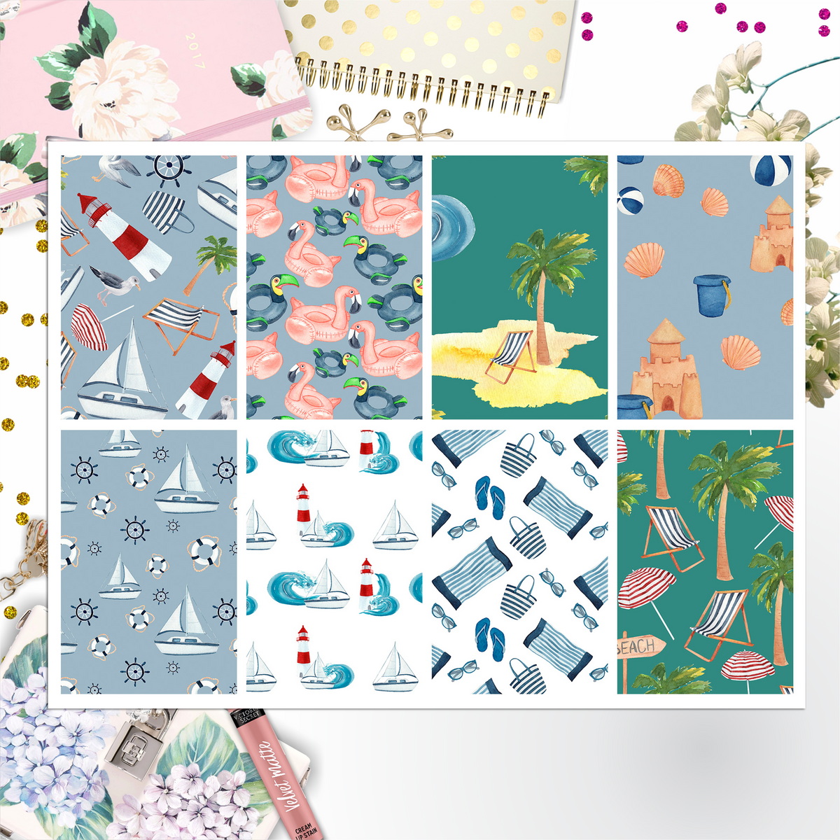 Summer Beach Theme 008 Box Big Happy Planner, Erin Condren, Classic Happy Planner