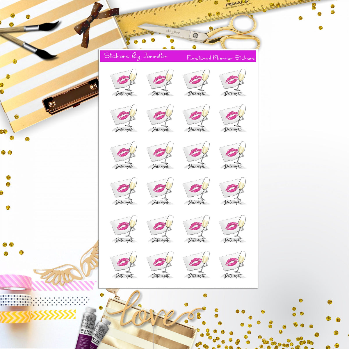 Date Night Stickers, Planner Stickers, Journal Stickers, Functional Planner Stickers, Stationary Stickers