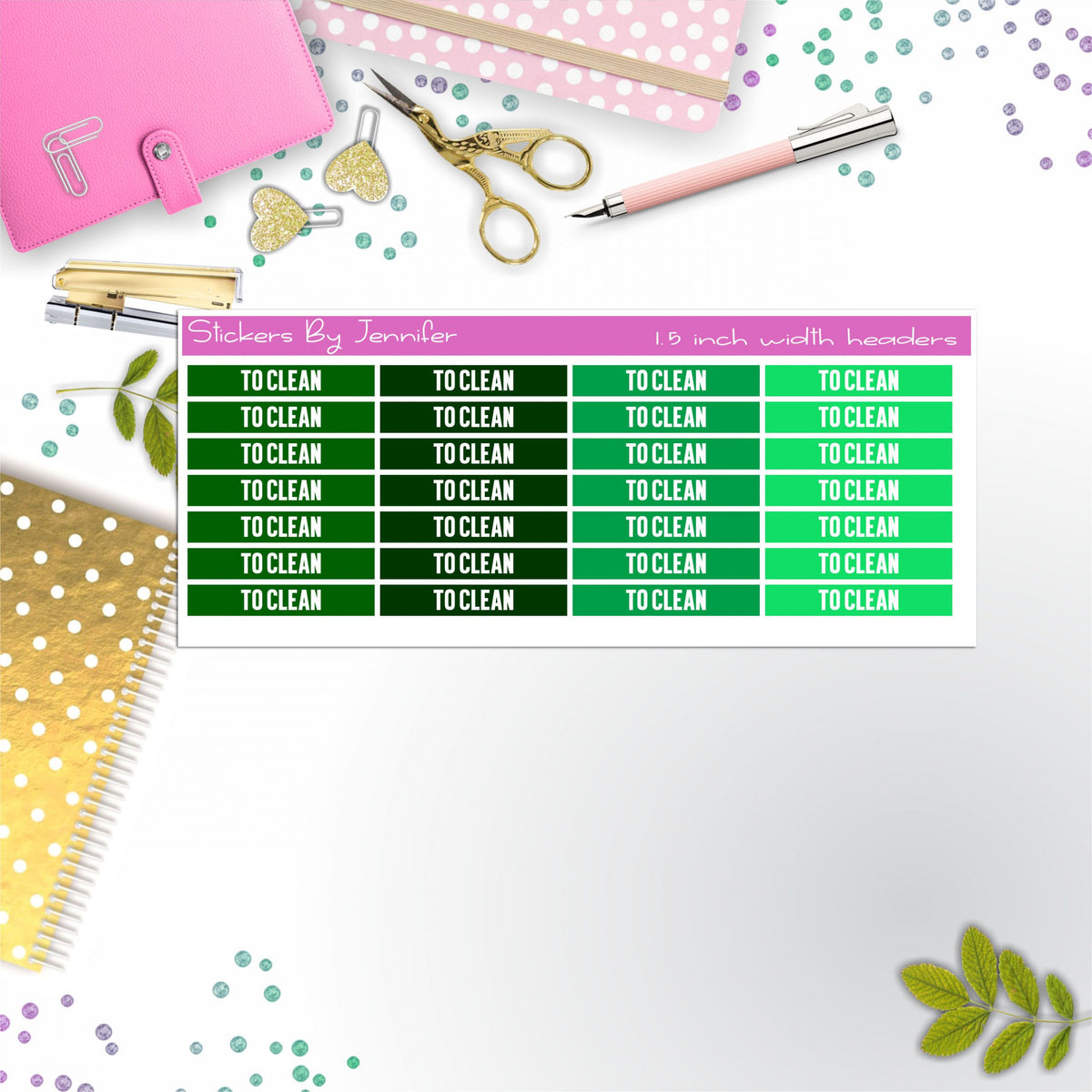 To Clean 008 Planner Headers, Planner Stickers, Journal Stickers, Functional Planner Stickers, Stationary Stickers