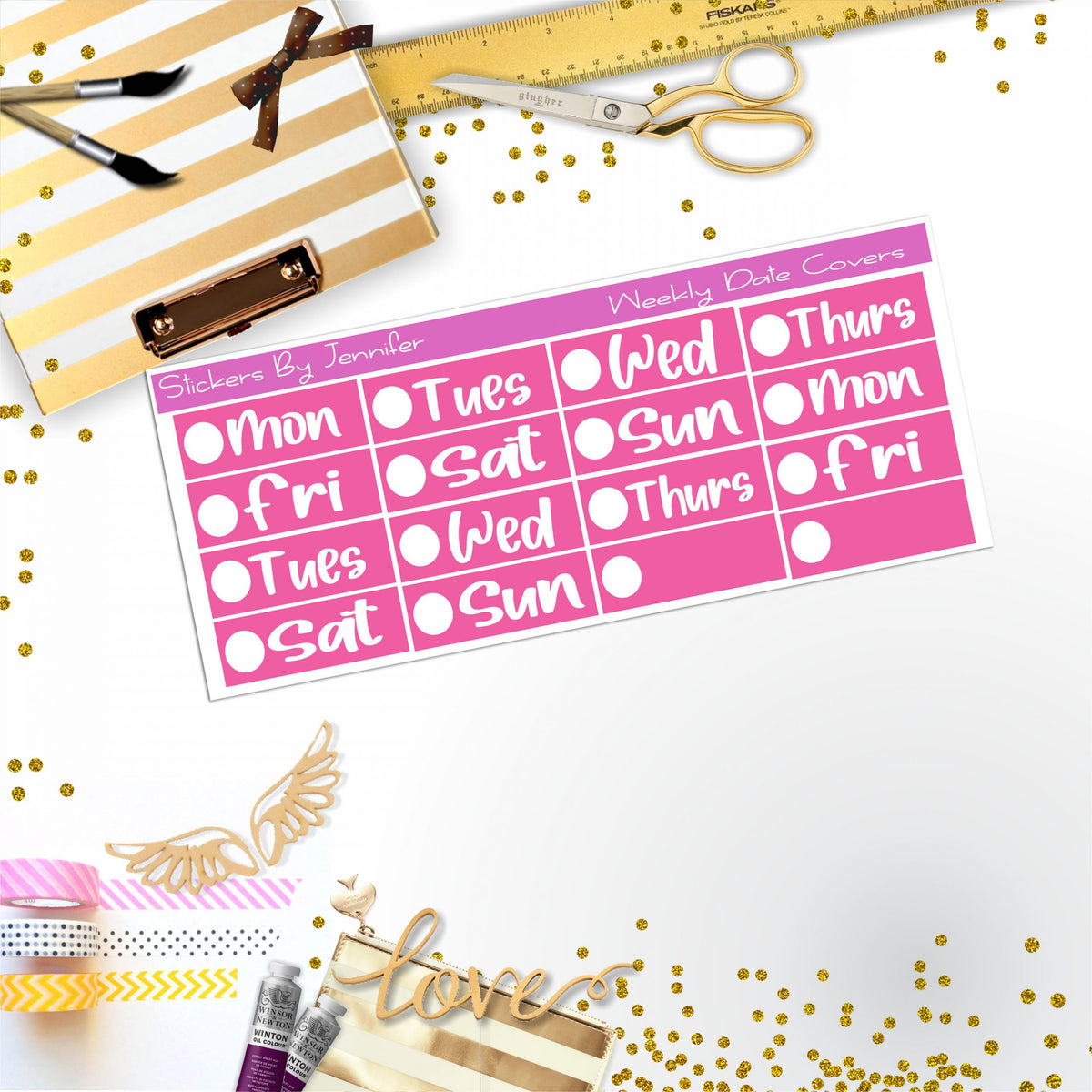 Weekly Date Covers R080 Planner Stickers, Journal Stickers, Functional Planner Stickers, Stationary Stickers