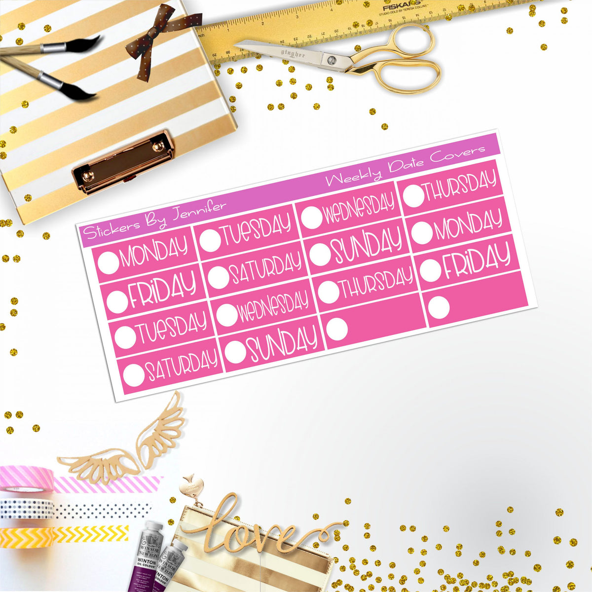 Weekly Date Covers P080 Planner Stickers, Journal Stickers, Functional Planner Stickers, Stationary Stickers