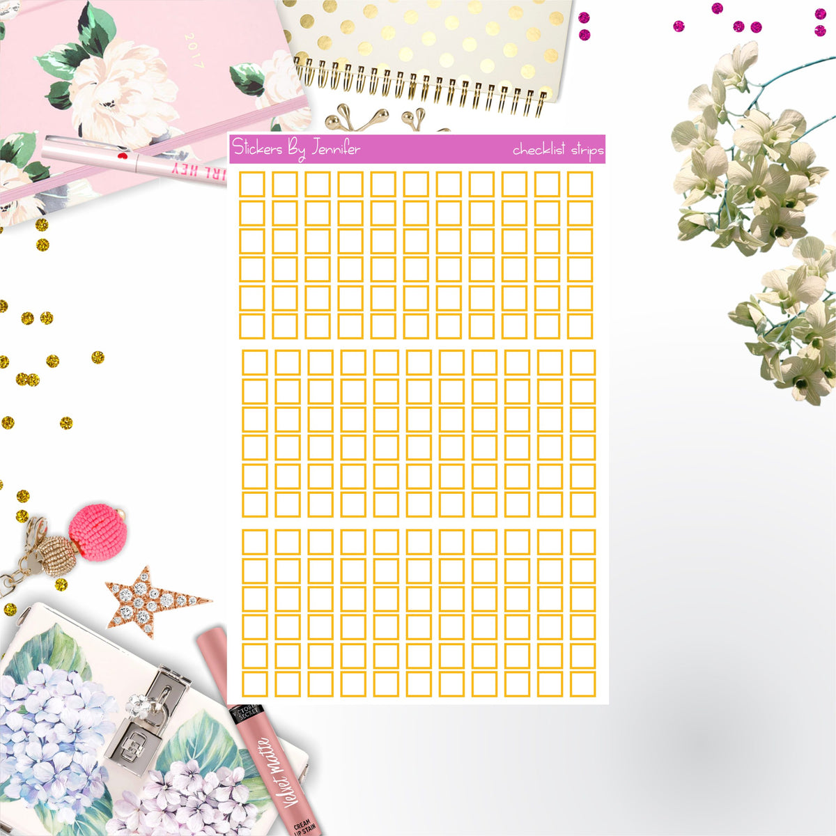 Checklist Strip Stickers 080, Bullet Journal Stickers, Functional Planner Stickers, Stationary Stickers