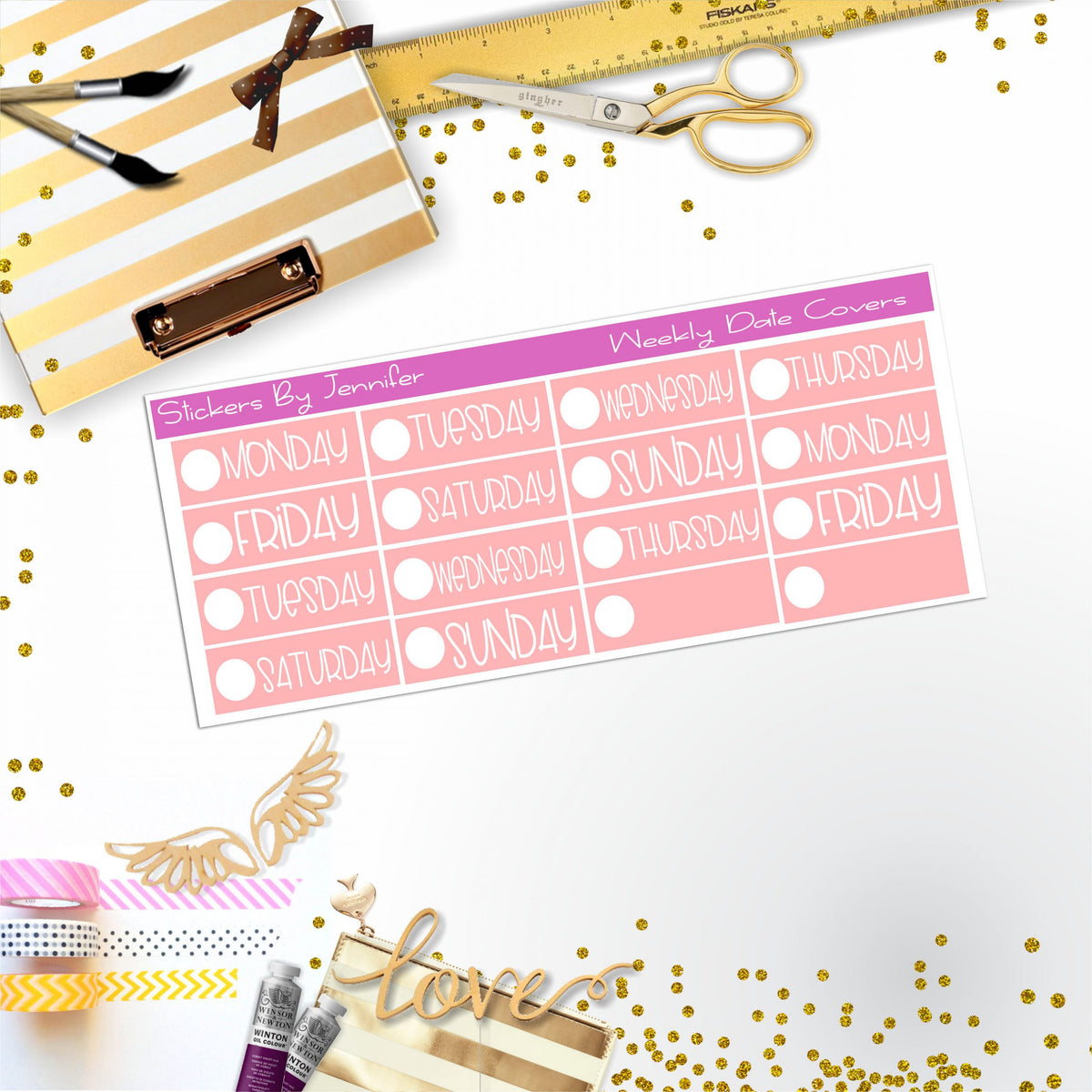 Weekly Date Covers P084 Planner Stickers, Journal Stickers, Functional Planner Stickers, Stationary Stickers