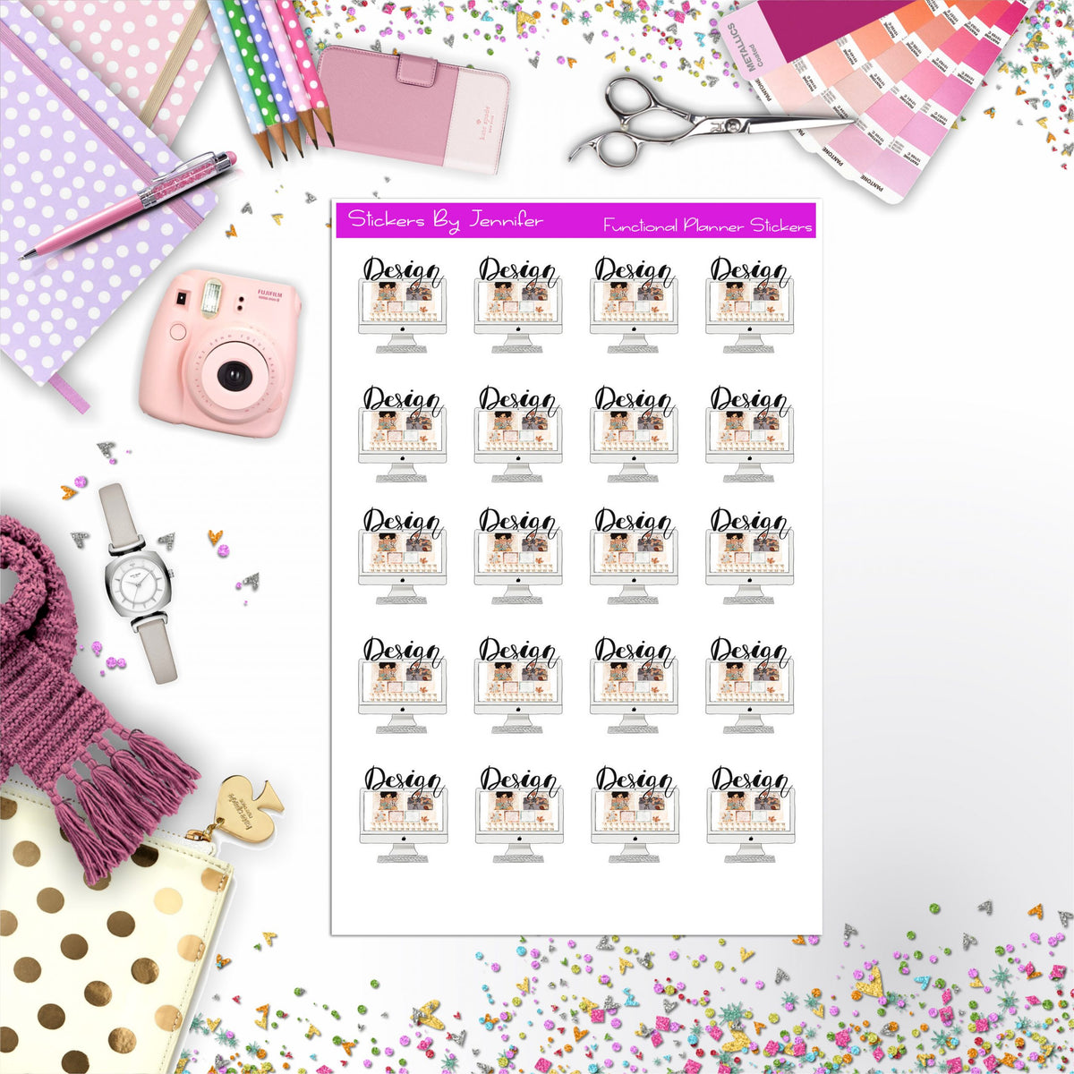 Design Icon Planner Stickers, Bullet Journal Stickers, Functional Planner Stickers, Stationary Stickers