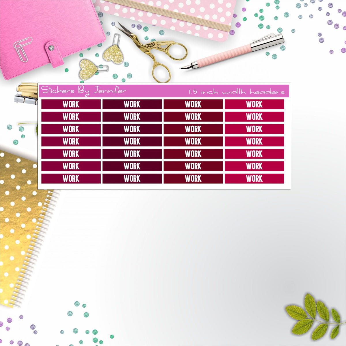 Work 090 Planner Headers, Planner Stickers, Journal Stickers, Functional Planner Stickers, Stationary Stickers