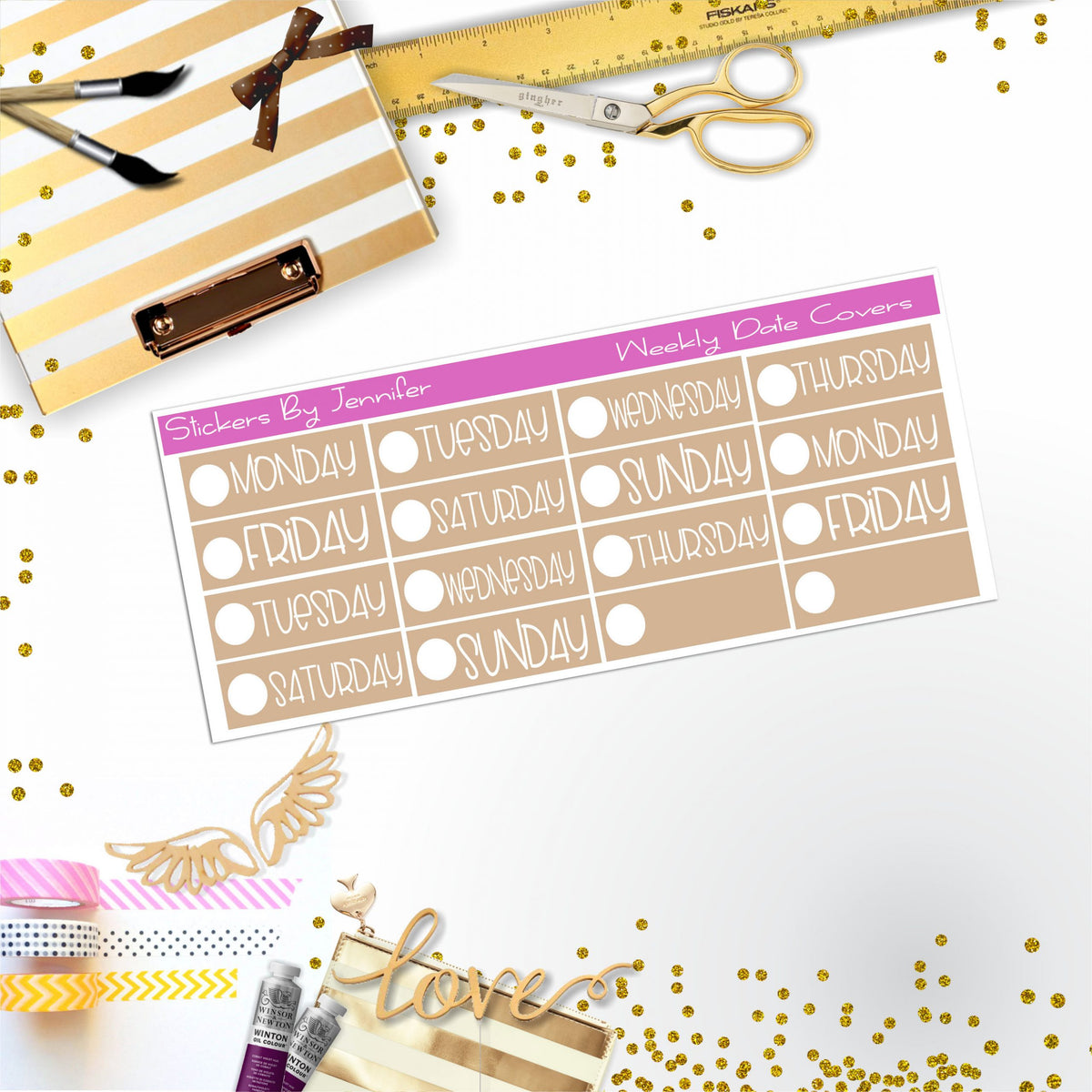 Weekly Date Covers P096 Planner Stickers, Journal Stickers, Functional Planner Stickers, Stationary Stickers