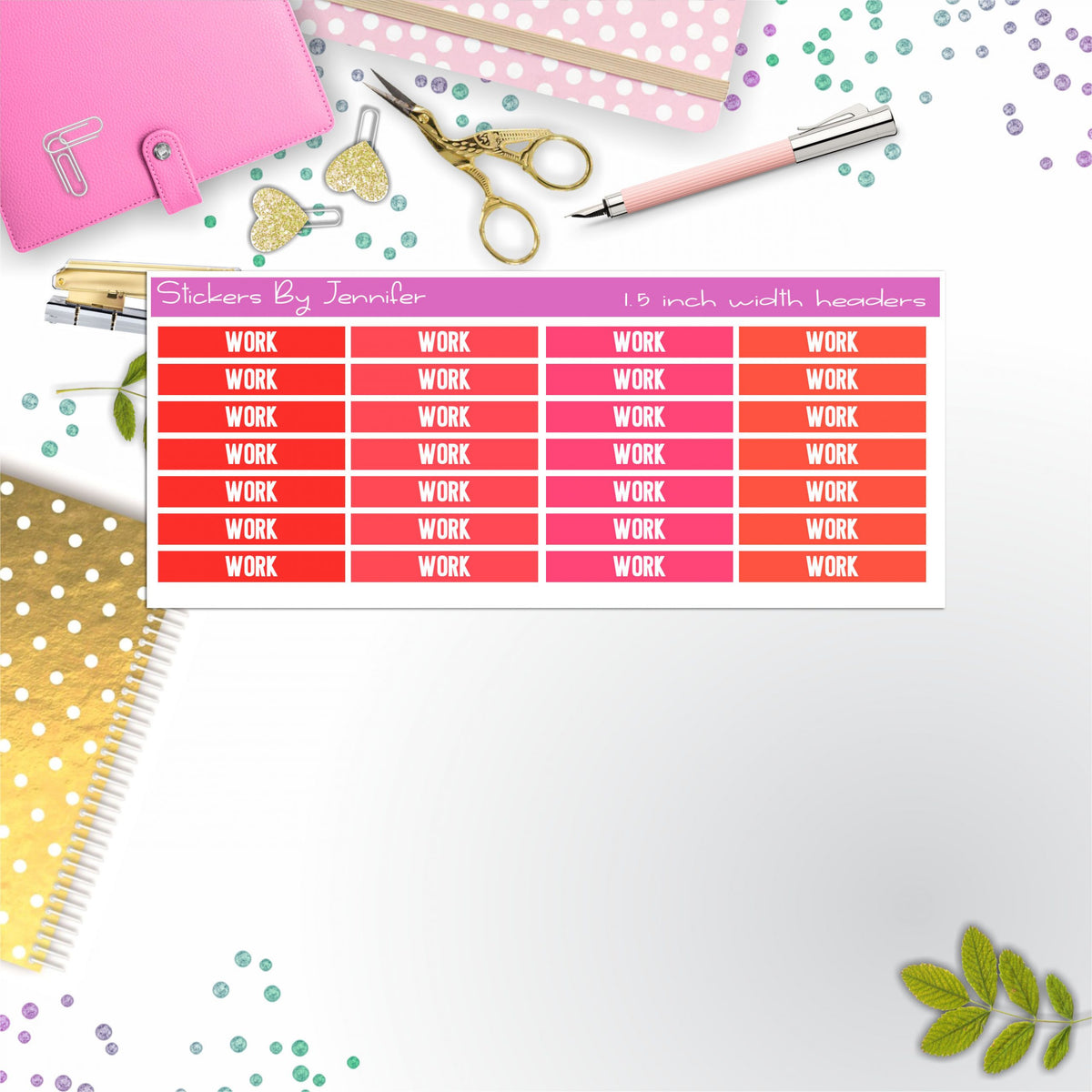 Work 096 Planner Headers, Planner Stickers, Journal Stickers, Functional Planner Stickers, Stationary Stickers