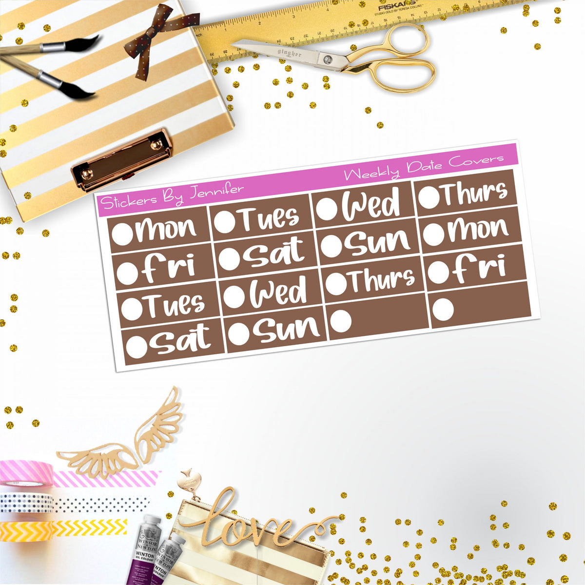 Weekly Date Covers R099 Planner Stickers, Journal Stickers, Functional Planner Stickers, Stationary Stickers