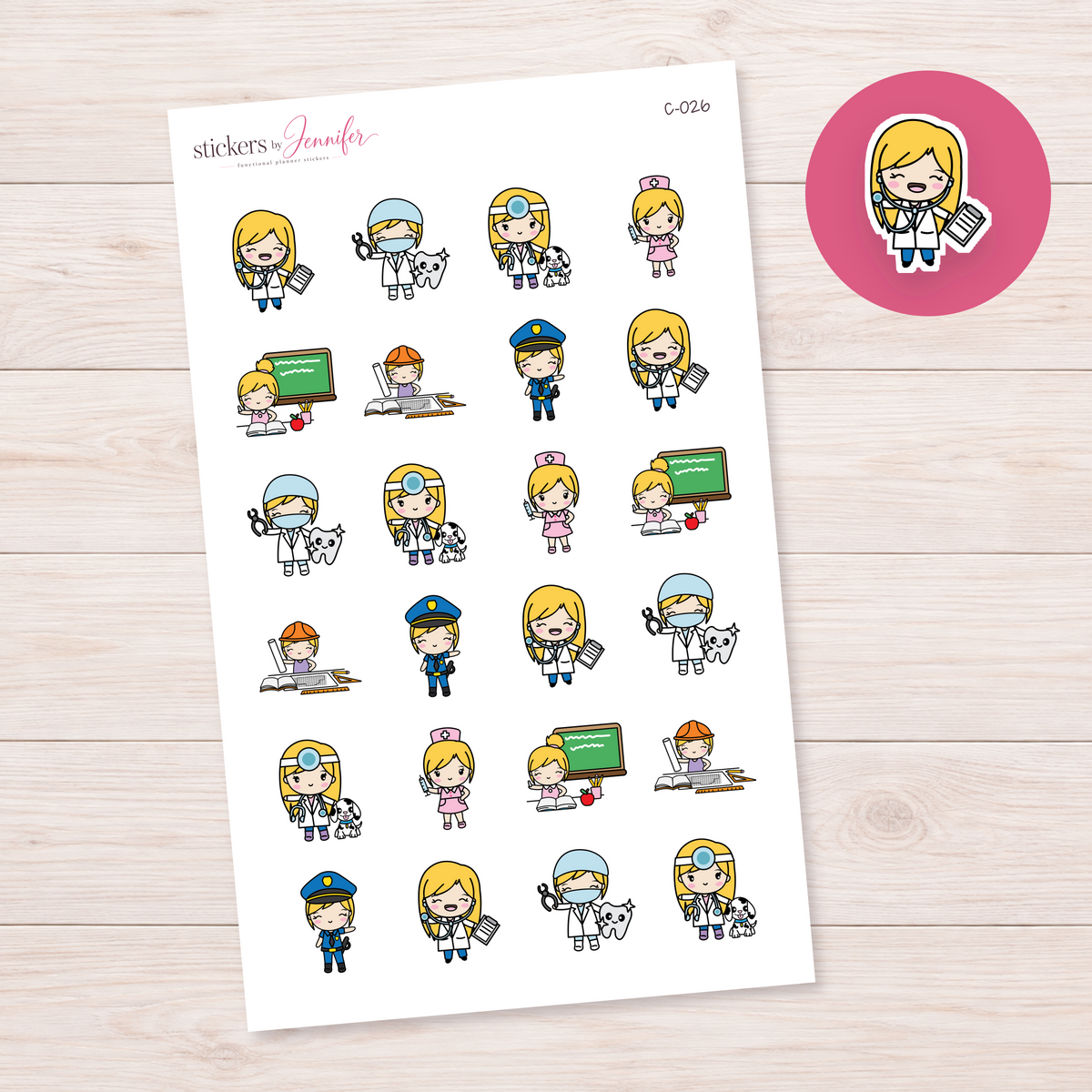 Work and Careers Character Planner Stickers — light-skin blonde | C-026