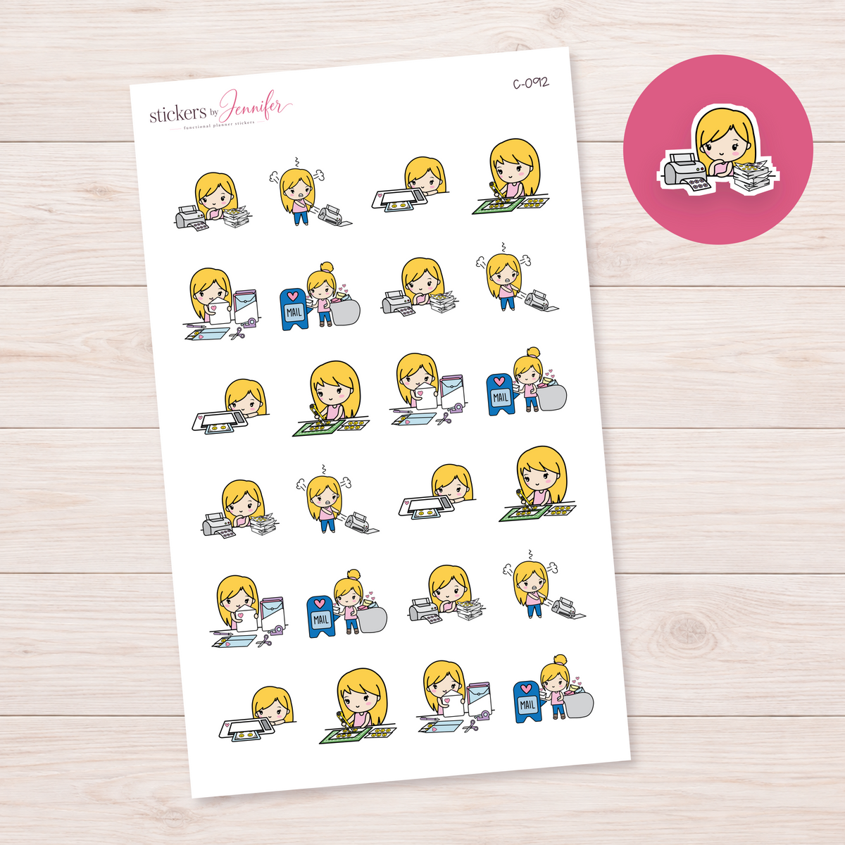 Sticker Shop Work Character Planner Stickers — light-skin blonde | C-092