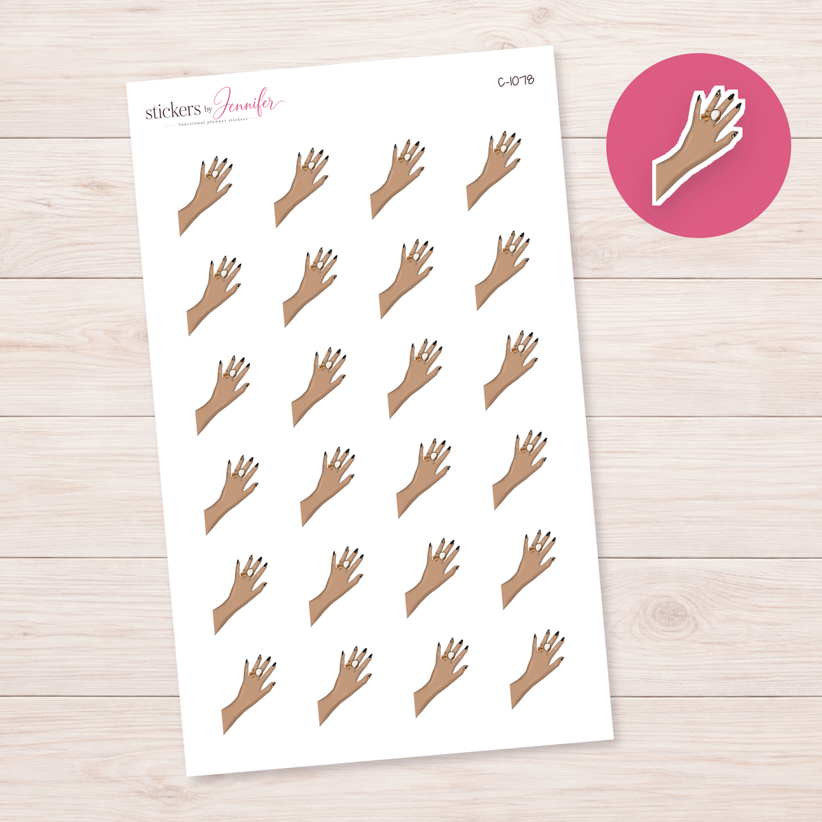 Rings and Black Nails Planner Stickers | C-1078