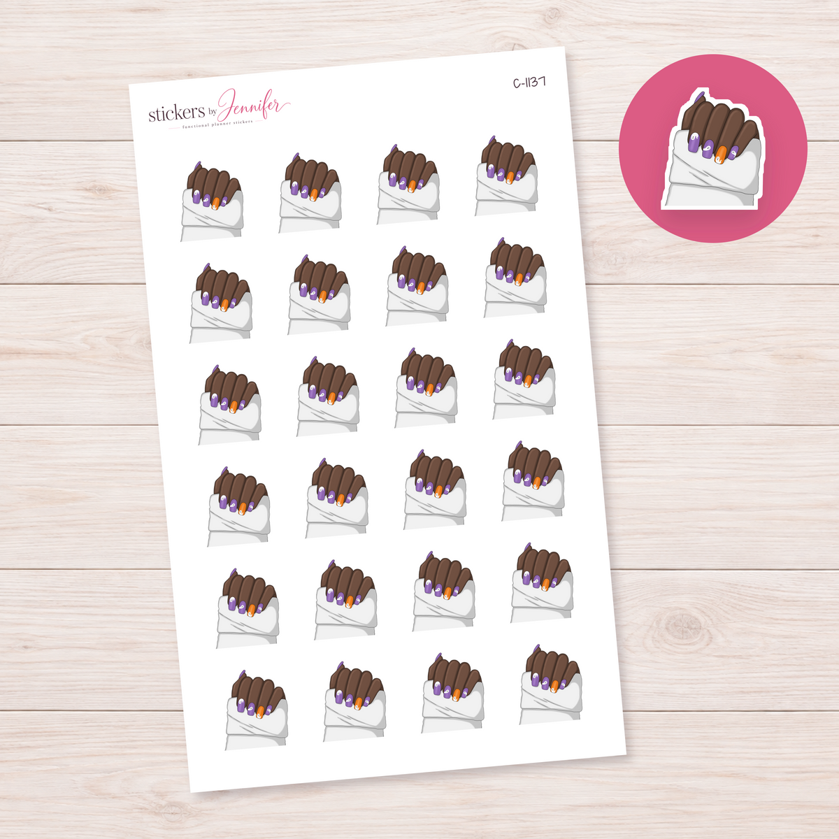 Purple and Gold Manicure Planner Stickers | C-1137