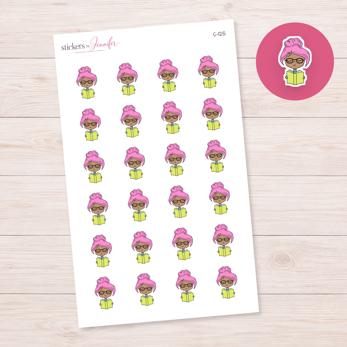 Reading Time Character Planner Stickers | C-125