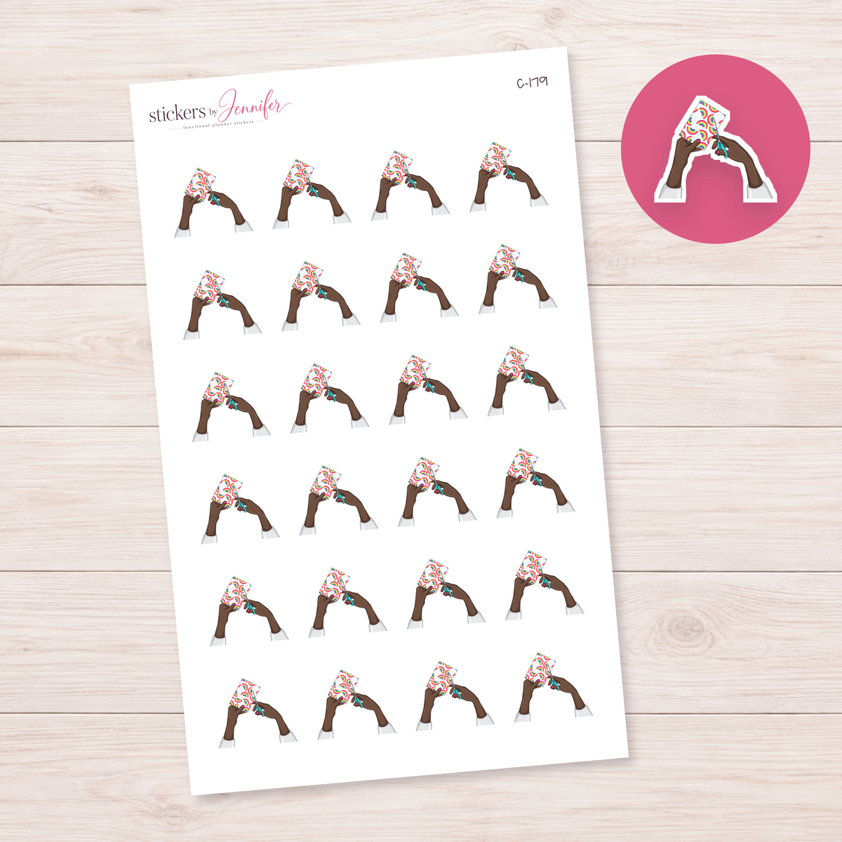 Patterned Planner in Hands Planner Stickers | C-179