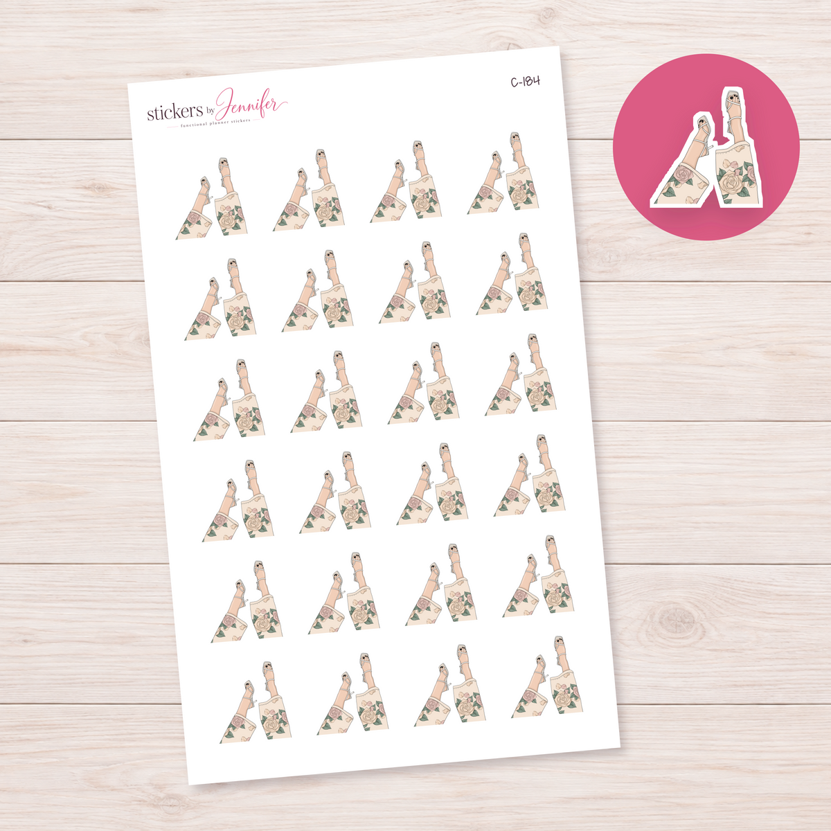 Floral Trousers and Strappy Heels — Light Skin Planner Stickers | C-184