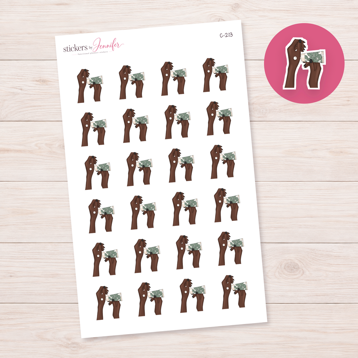 Botanical Hand Cream — Deep Skin Planner Stickers | C-213