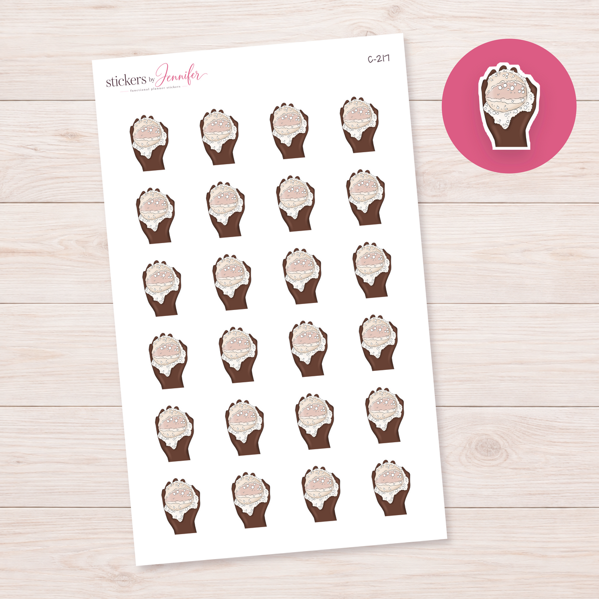 Bubbly Hand Wash — Deep Skin Planner Stickers | C-217