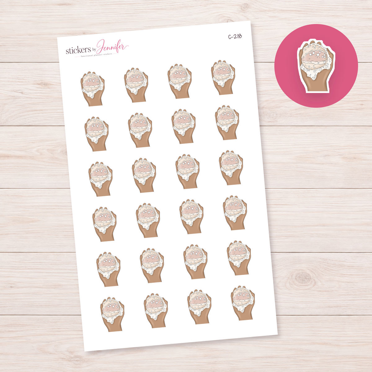 Bubbly Hand Wash — Tan Skin Planner Stickers | C-218
