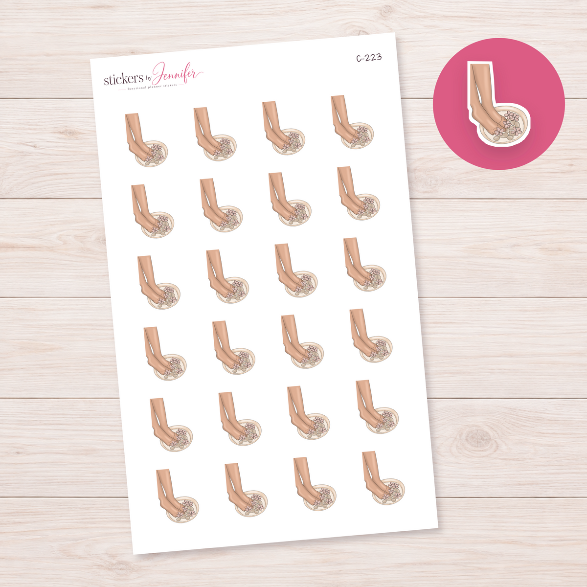 Floral Foot Soak — Warm Skin Planner Stickers | C-223