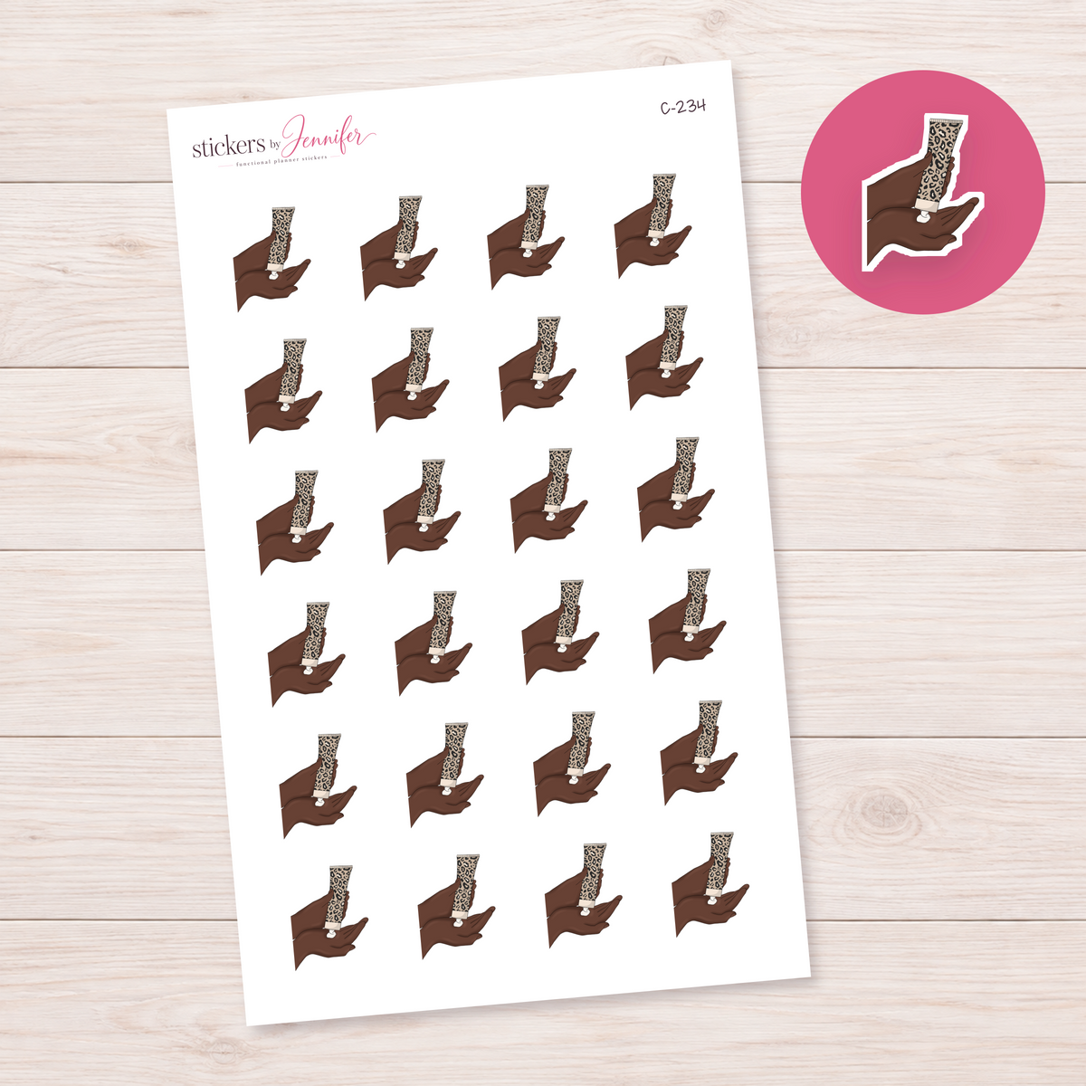 Leopard Print Hand Cream — Deep Skin Planner Stickers | C-234