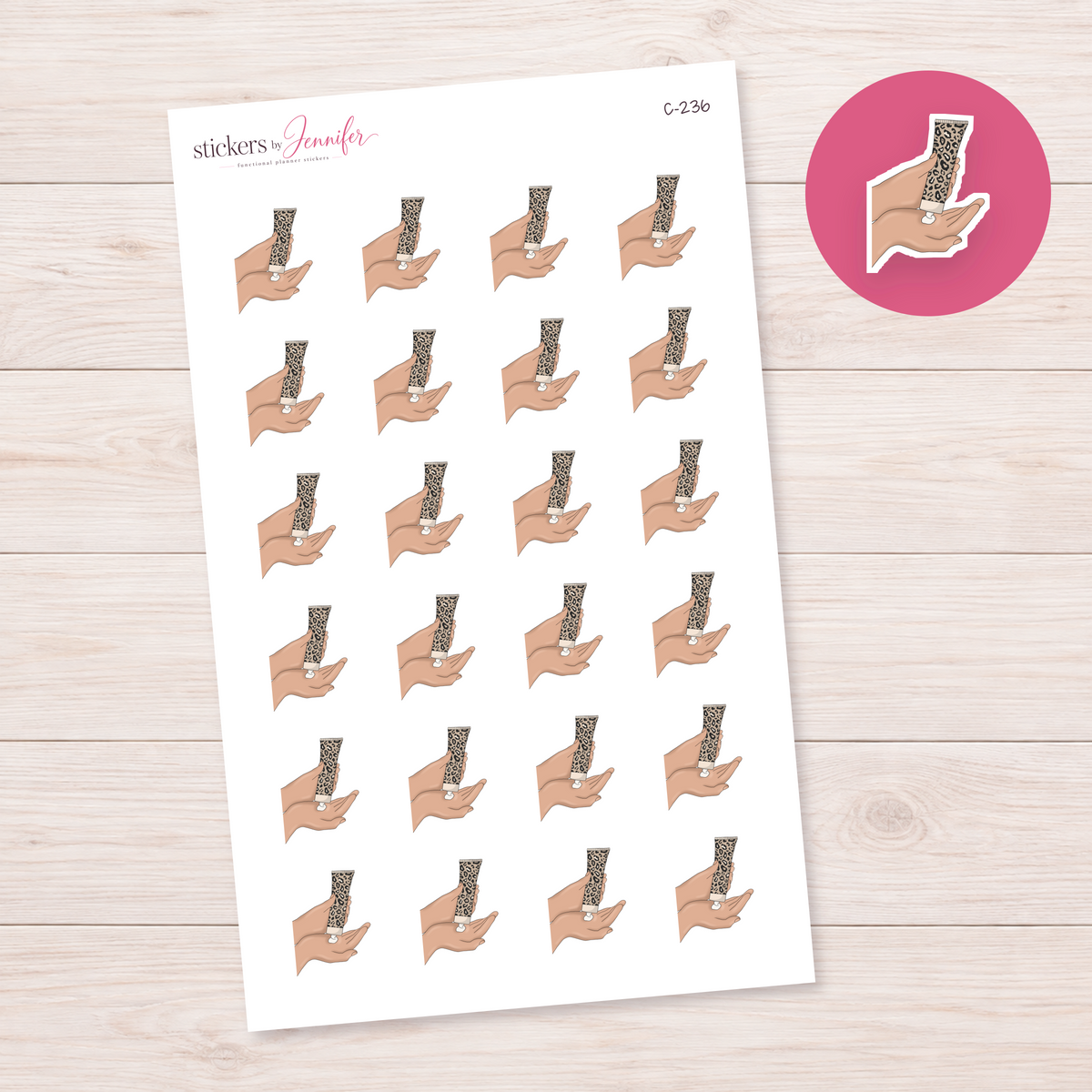 Leopard Print Hand Cream — Warm Skin Planner Stickers | C-236