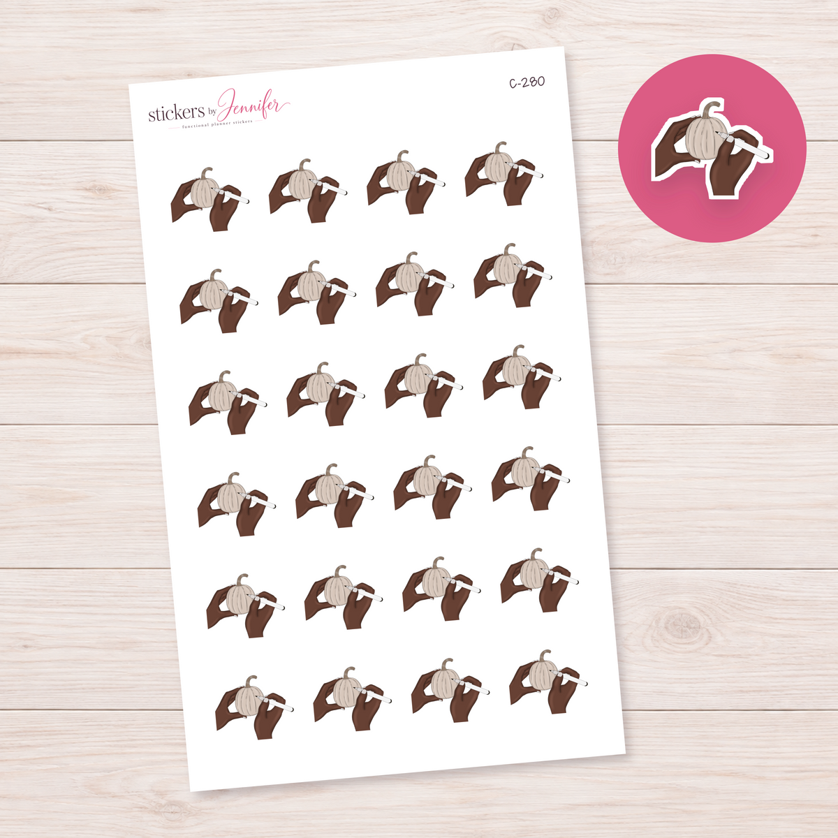 Painting a White Pumpkin — Deep Skin Planner Stickers | C-280