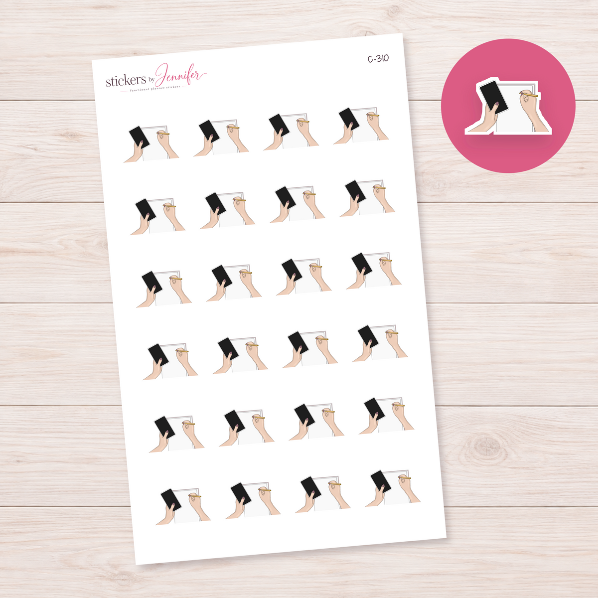 Notebook and Pencil in Hands — Light Skin Planner Stickers | C-310