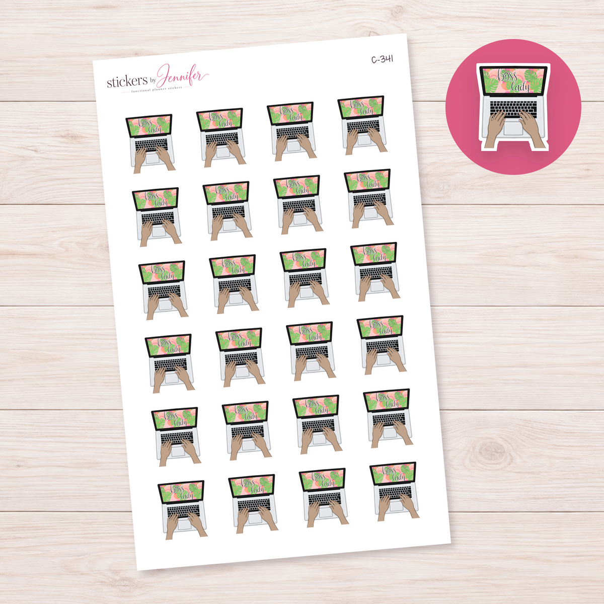 Floral Boss Lady Laptop Planner Stickers | C-341