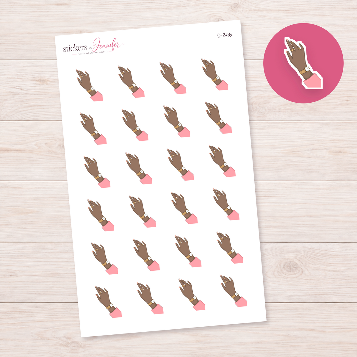 Pink Sleeve Wristwatch Planner Stickers | C-346