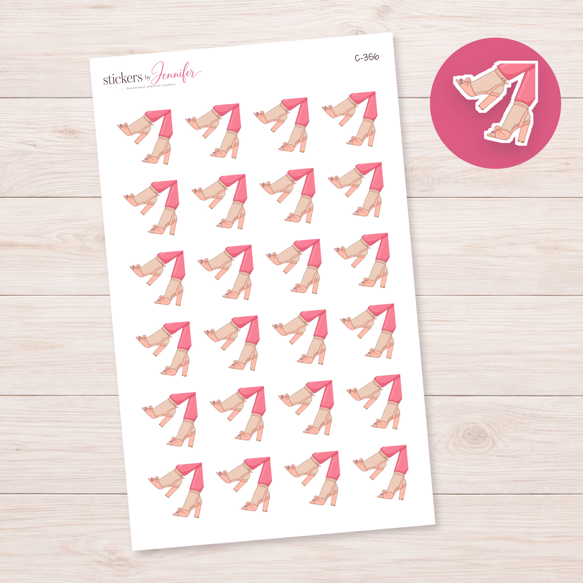 Pink Trousers and Bow Heels — Light Skin Planner Stickers | C-356