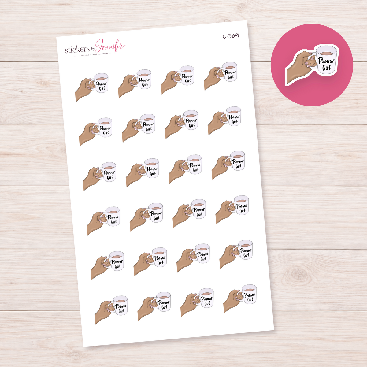 Planner Girl Mug in Hand Planner Stickers | C-389
