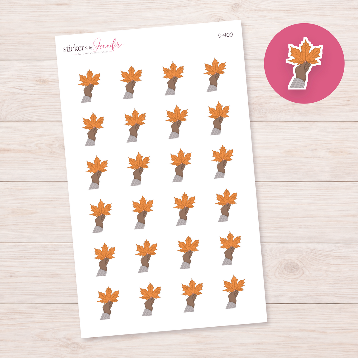 Maple Leaf in Hand Planner Stickers | C-400