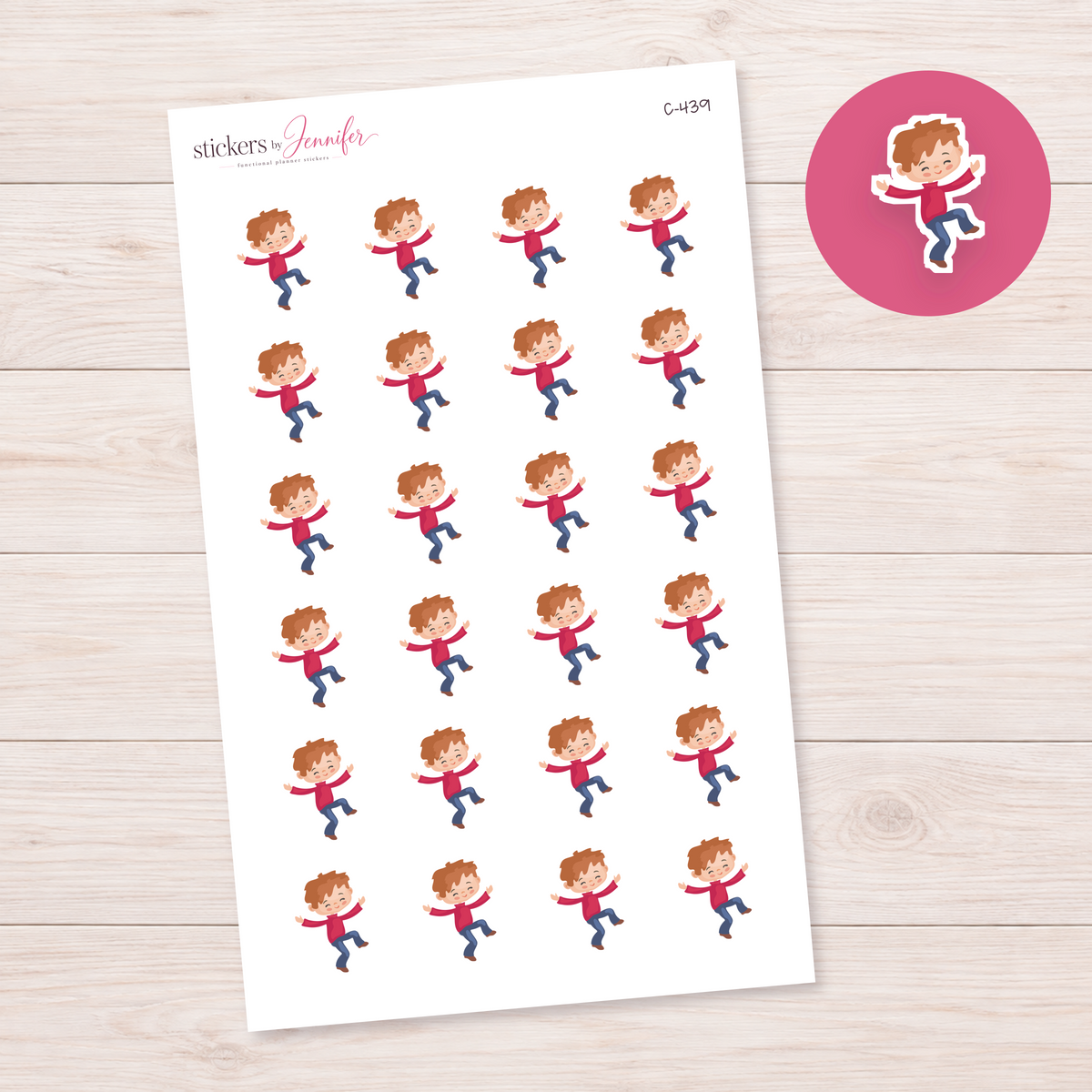 Winter Boy with Red Scarf Planner Stickers | C-439