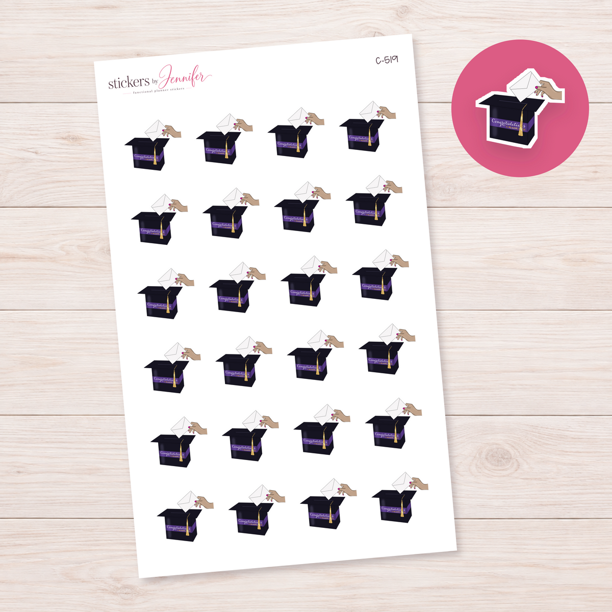 Graduation Card Box Planner Stickers | C-519