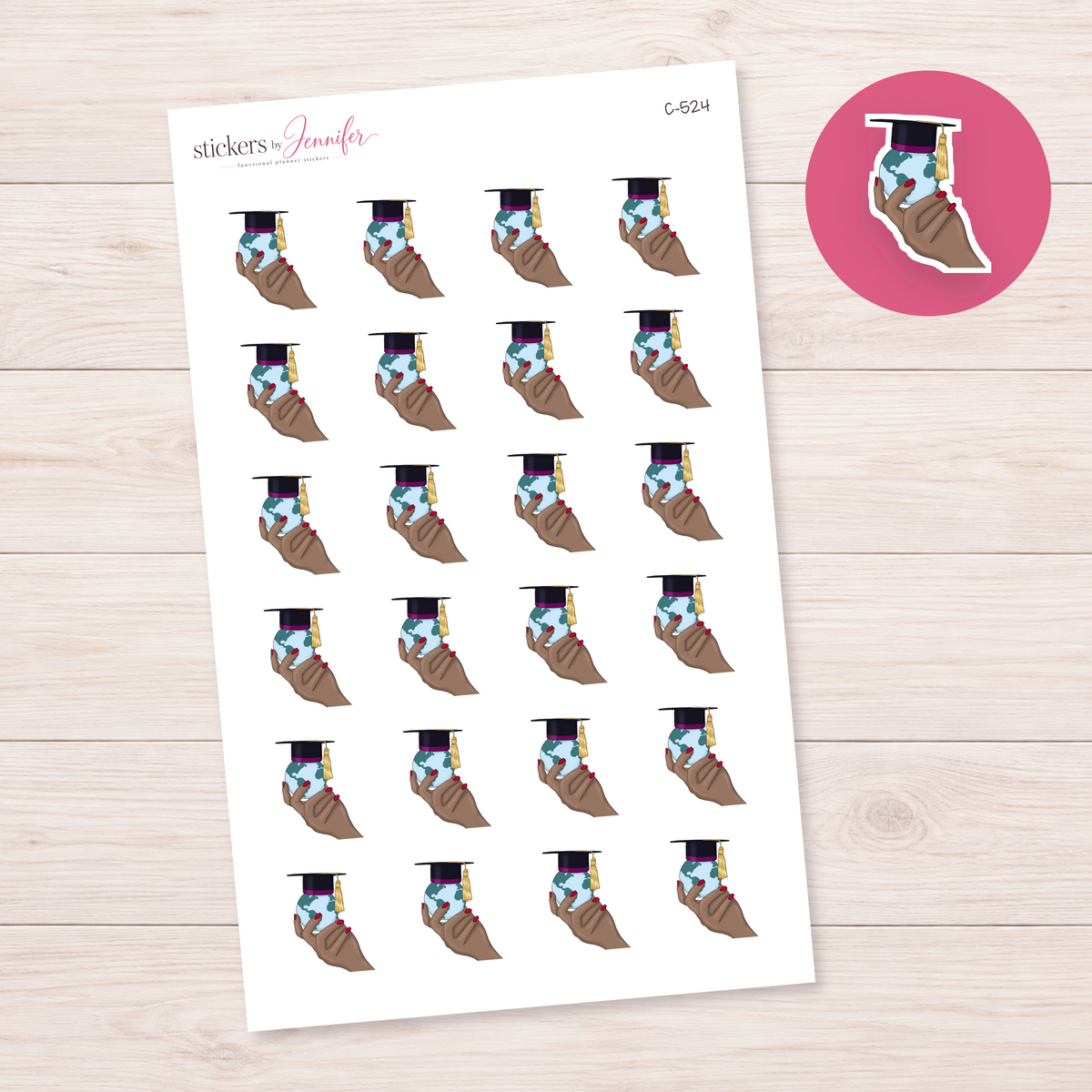 Graduation Globe Planner Stickers | C-524