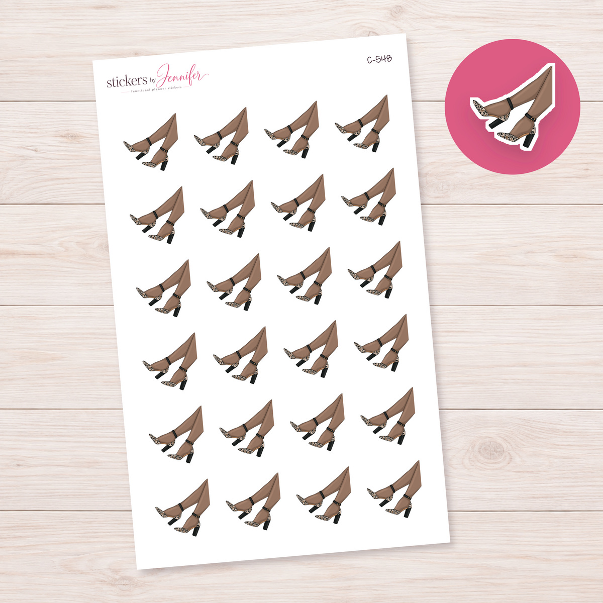 Leopard Heels — Tan Skin Planner Stickers | C-548