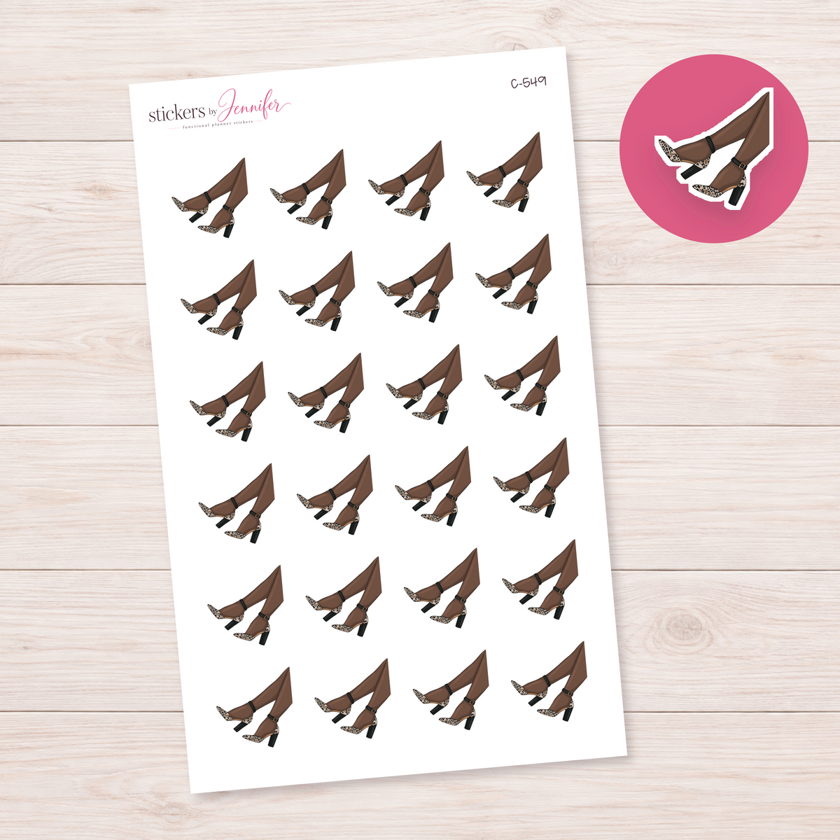 Leopard Heels — Brown Skin Planner Stickers | C-549