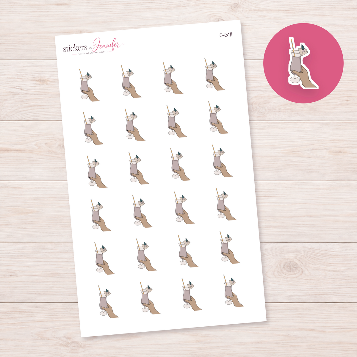 Tropical Drink in Hand Planner Stickers | C-571