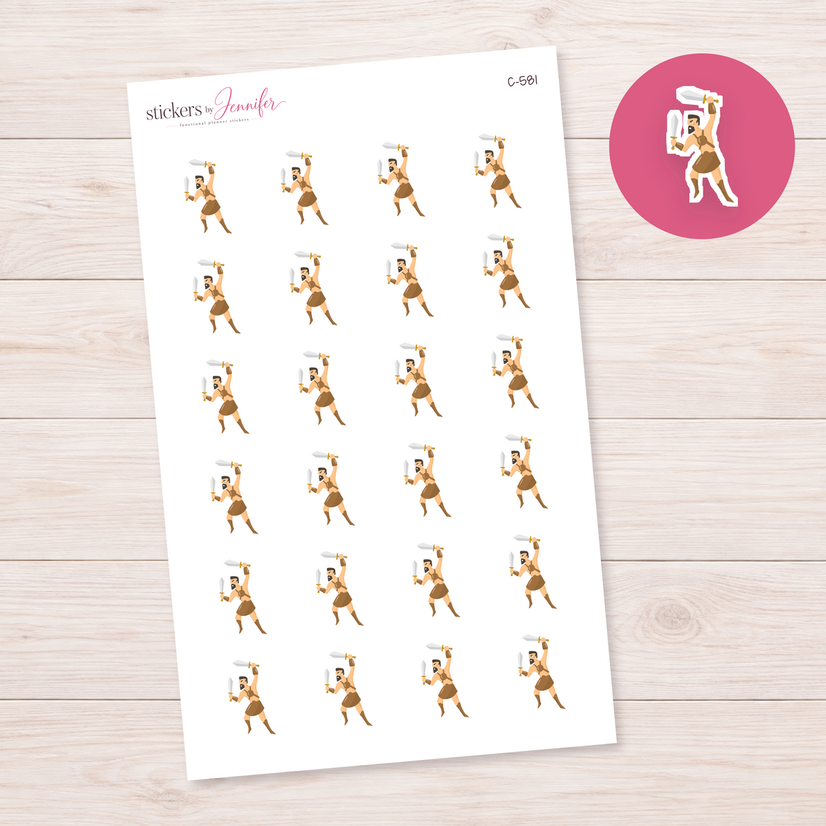 Warrior Character Planner Stickers | C-581