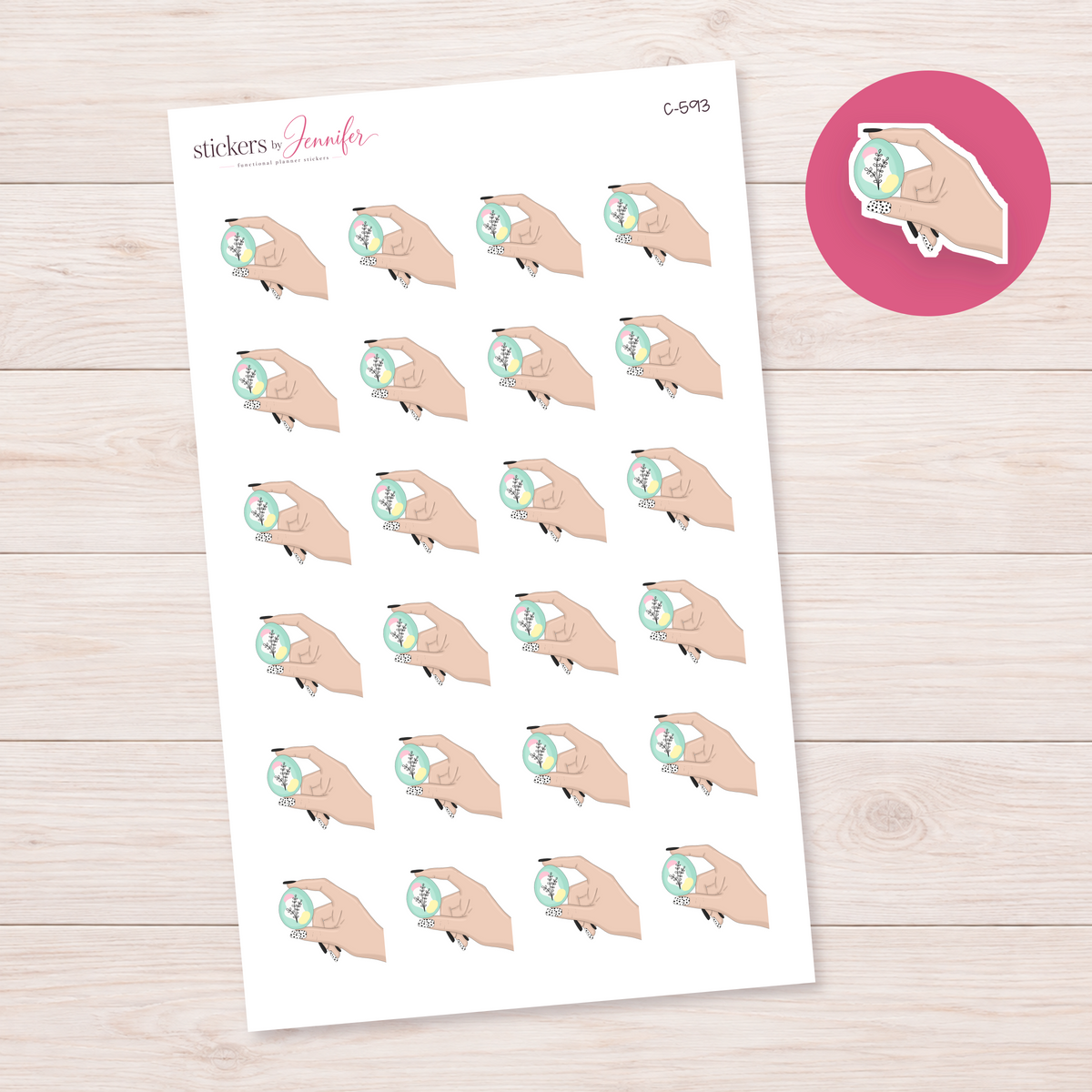 Mint Botanical Easter Egg — Light Skin Planner Stickers | C-593