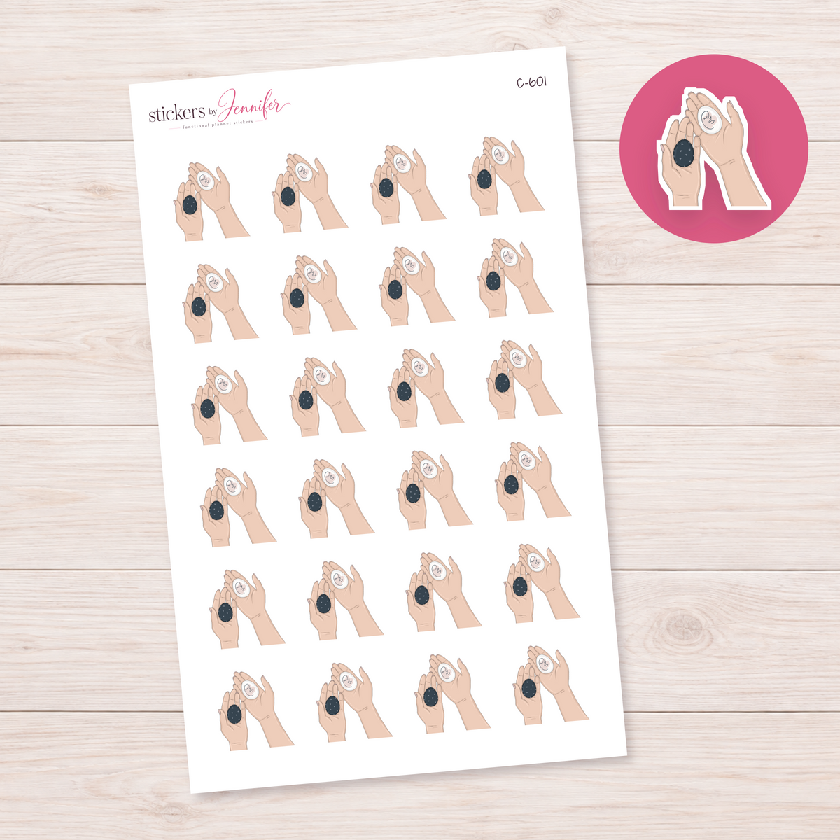 Monochrome Easter Eggs in Hands — Light Skin Planner Stickers | C-601