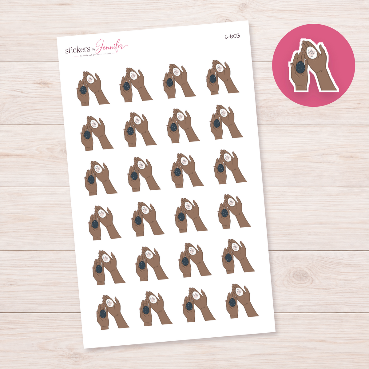 Monochrome Easter Eggs in Hands — Brown Skin Planner Stickers | C-603