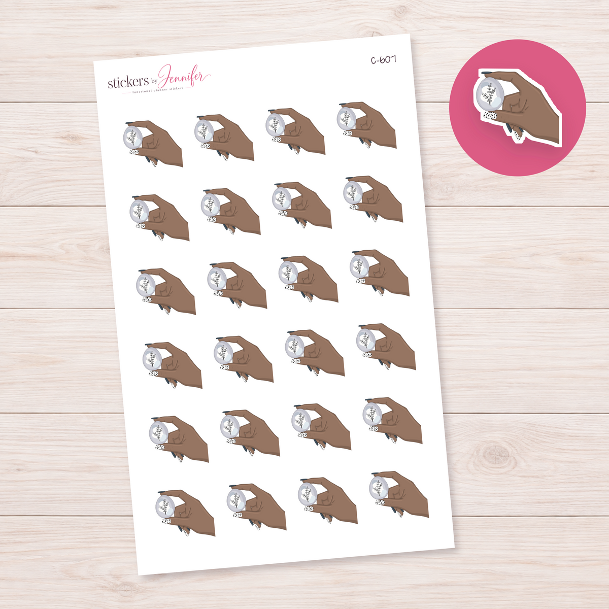 Lavender Botanical Easter Egg — Medium Brown Skin Planner Stickers | C-607