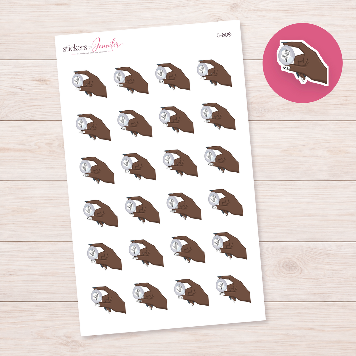 Lavender Botanical Easter Egg — Deep Brown Skin Planner Stickers | C-608