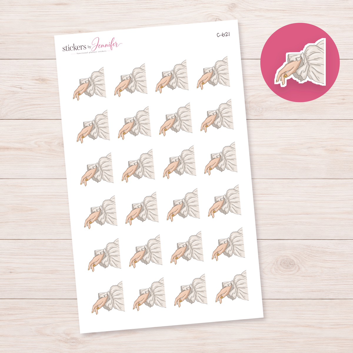 Ruffled White Sleeve — Light Skin Planner Stickers | C-621