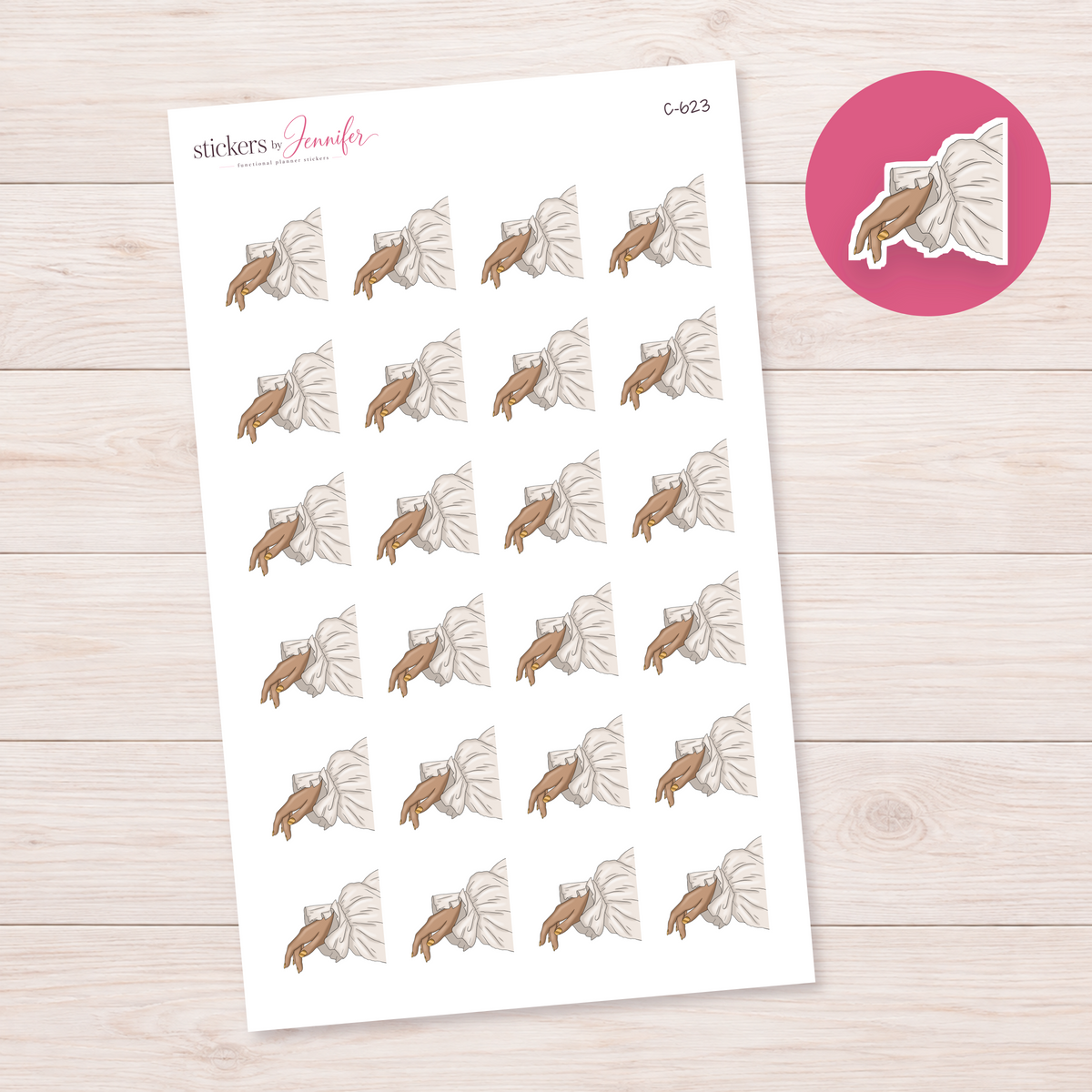 Ruffled White Sleeve — Tan Skin Planner Stickers | C-623