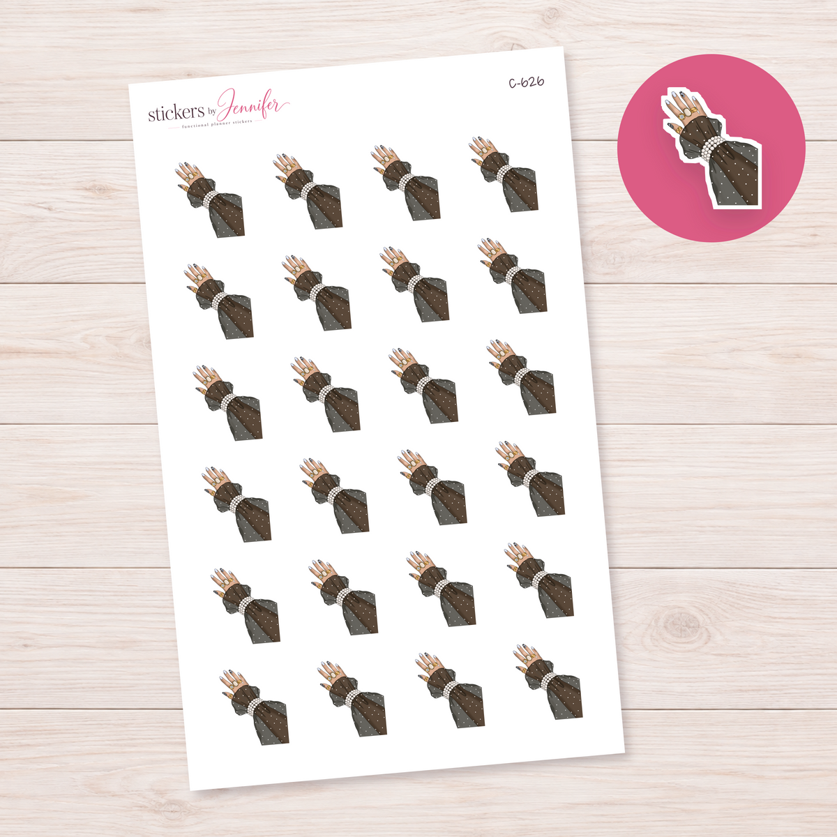 Pearls and Sheer Sleeve Planner Stickers | C-626
