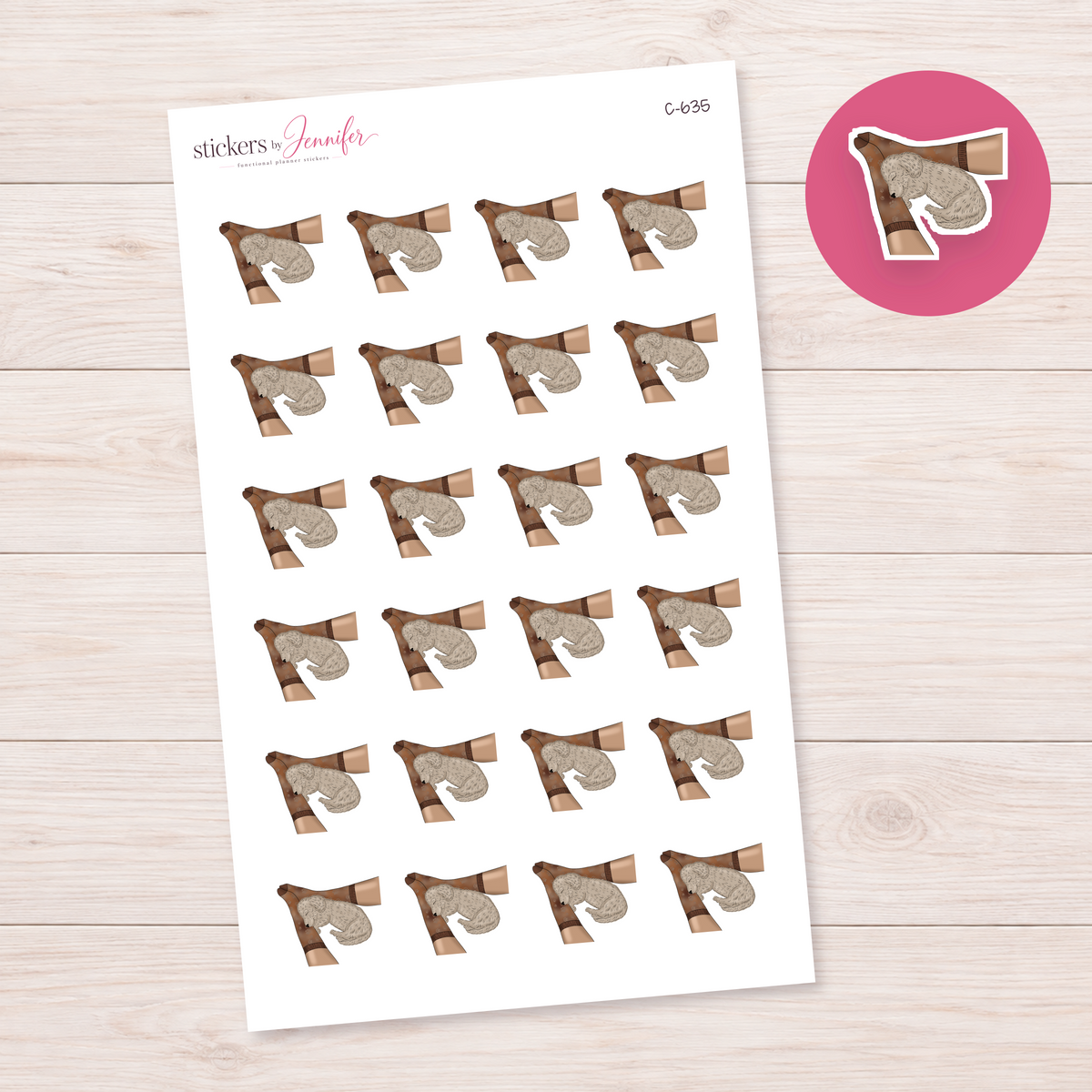 Sleeping Puppy in Arms Planner Stickers | C-635