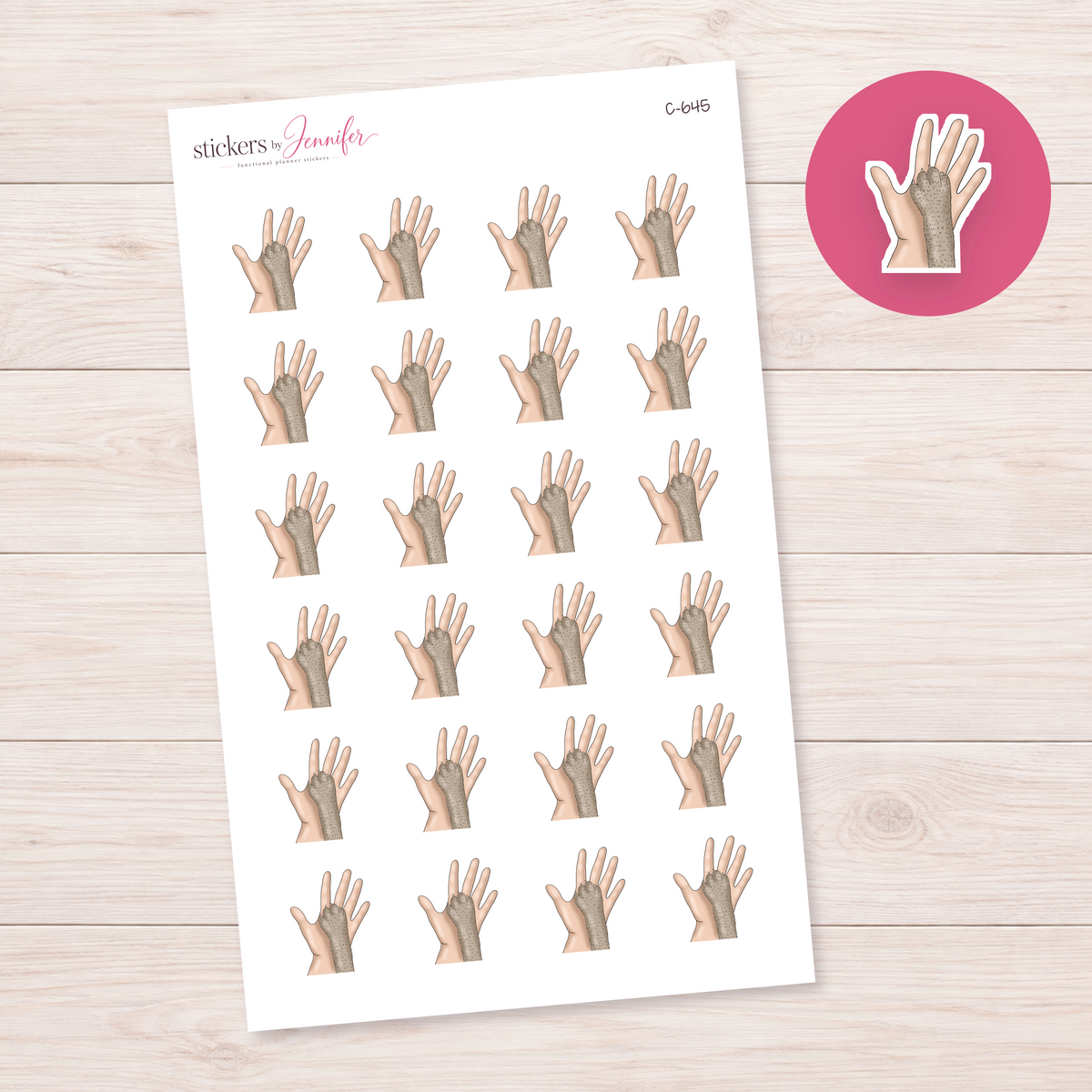 Pet Paw in Hand Planner Stickers | C-645